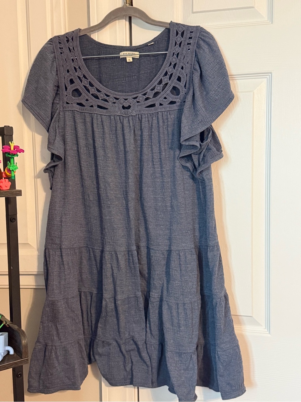 Max studio, blue tiered, baby doll dress size extra large